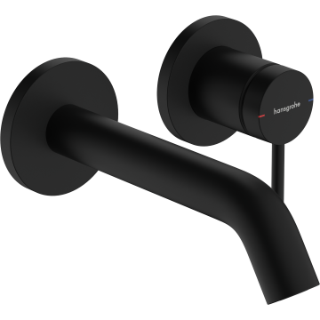Tecturis s jednouchwytowa bateria umywalkowa ecosmart+ z wylewką 16,5 cm, ścienna, podtynkowa czarny matowy