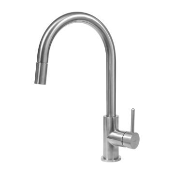Y bateria zlewozmywakowa ze stali nierdzewnej z wyciąganą wylewką, inox