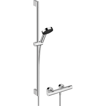 Pulsify select s system prysznicowy 105 3jet relaxation ecosmart z drążkiem 90 cm i termostatyczną baterią ecostat fine, natynkowy, chrom