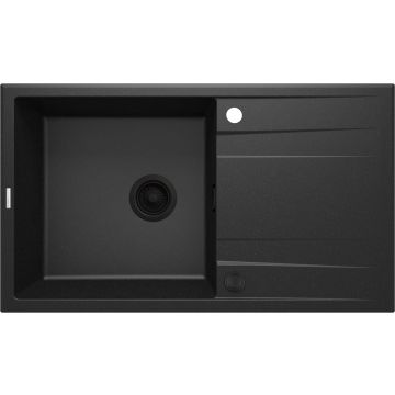 Zlew eridan grafit metalik granit 1k z/o 860x500x203, 3,5" + osprzęt space-saver nero click