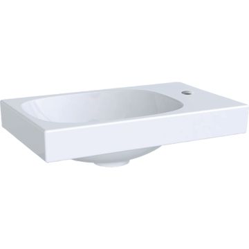 Umywalka mała acanto otwór na baterię po prawej stronie: 40x11.5x25cm, biały / keratect, otwór na baterię=prawa strona, przelew=bez
