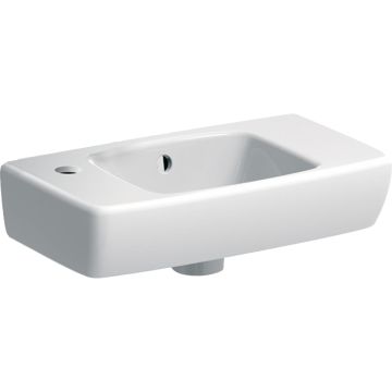 Umywalka mała selnova compact, krótka, z powierzchnią odkładczą: 45x15x25cm, biały, otwór na baterię=lewa strona, przelew=widoczny, powierzchnia odkładcza=prawa strona