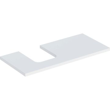 Blat pod umywalkę one z wycięciem, do umywalki nablatowej w kształcie misy: b=104.2cm, biały, lakierowany na wysoki połysk, przekrój=lewa strona