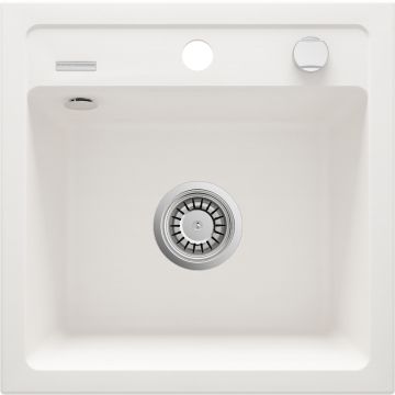 Zlew zorba alabaster granit 1k b/o 440x440x184, 3,5" + osprzęt space-saver