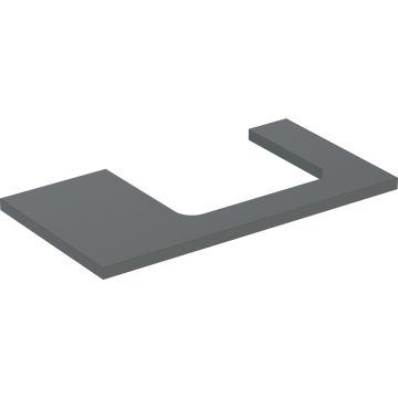 Blat pod umywalkę one z wycięciem, do prostokątnej umywalki nablatowej: b=89.4cm, lava, przekrój=prawa strona, lakierowany matowy