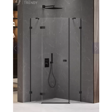 Kabina prysznicowa avexa black 1d pięciokątna p 80x80x200 szkło czyste 6mm active shield 2.0