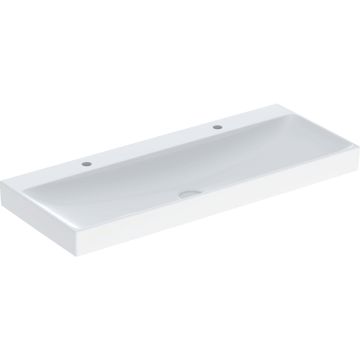 Umywalka one: 120x48cm, otwór na baterię=lewa i prawa strona, przelew=bez, biały / keratect