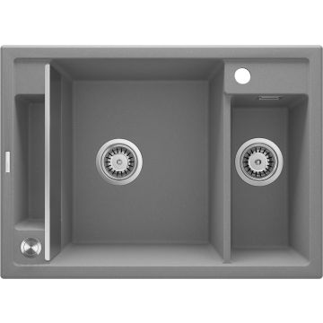 Zlew magnetic szary metalik granit 1,5k 690x500x219, 3,5" + osprzęt space-saver click