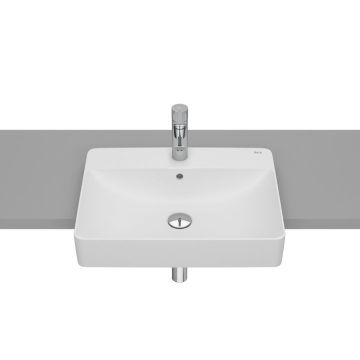 Inspira square umywalka półblatowa 550x420 fineceramic biały mat