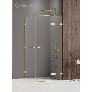 Nz4 kabina prysznicowa avexa gold shine 1d prostokątna p 100x110x200 szkło czyste 6mm active shield 2.0 wieszak