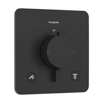 Ecostat comfort q bateria termostatyczna do 2 odbiorników, podtynkowa czarny matowy