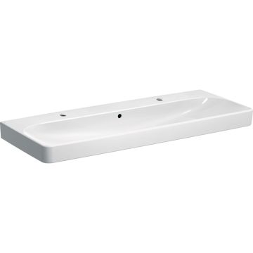 Umywalka smyle square: 120x48cm, otwór na baterię=lewa i prawa strona, przelew=widoczny, biały / keratect
