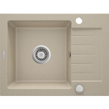 Zlew zorba piaskowy granit 1k z/ko 580x440x164, 3,5" + osprzęt space-saver
