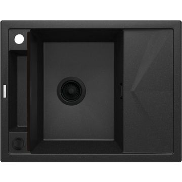 Zlew magnetic grafit metalik granit 1k z/ko 640x500x219, 3,5" + osprzęt space-saver nero click