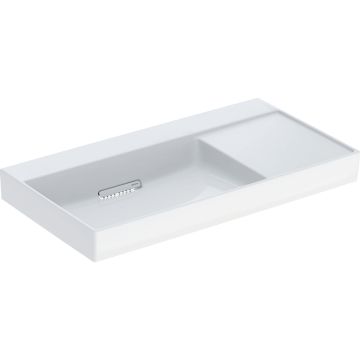 Umywalka one cleandrain, powierzchnia odkładcza po prawej stronie: 90x48cm, otwór na baterię=bez, przelew=bez, umywalka: biały /keratect, pokrywa odpływu: biały błyszczący