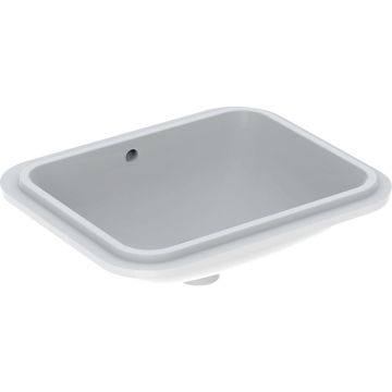 Umywalka podblatowa variform, prostokątna: b1=45cm, otwór na baterię=bez, przelew=widoczny, biały / spód: szkliwiony