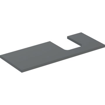 Blat pod umywalkę one z wycięciem, do umywalki nablatowej w kształcie misy: b=119cm, lava, lakierowany matowy, przekrój=prawa strona
