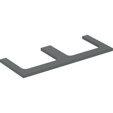 Blat pod umywalkę one z wycięciem, do prostokątnej umywalki nablatowej: b=119cm, lava, przekrój=lewa i prawa strona, lakierowany matowy