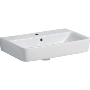 Umywalka selnova compact: 60x37cm, otwór na baterię=na środku, przelew=widoczny, biały