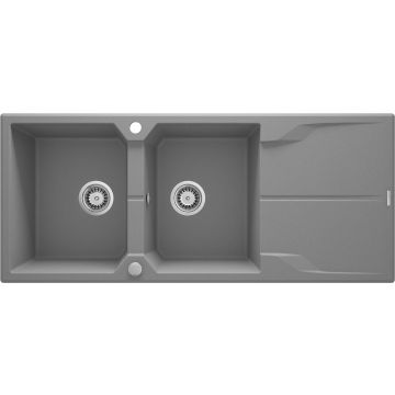 Zlew andante szary granit 2k z/o 1160x500x224, 3,5" + osprzęt space-saver