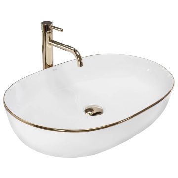 Cleo white/gold egde umywalka nablatowa
