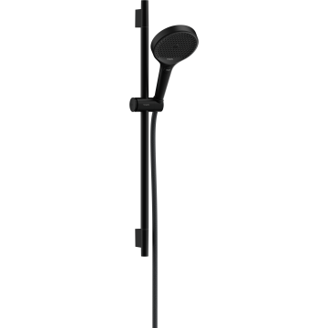 Rainfinity zestaw prysznicowy 130 3jet z drążkiem s puro 65 cm pushslider i tekstylnym wężem designflex 160 cm czarny matowy