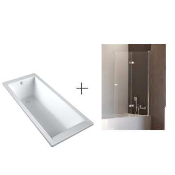 Caldo schedpol wanna akrylowa slim w technologii standardowej, laminowana 160x70x37cm + parawan wannowy caldo 100x140 uchylne szkło czyste 6mm z powłoką prawy