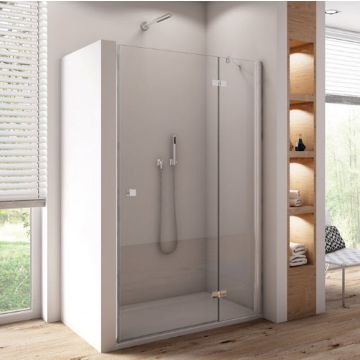 Annea an13 / drzwi jednoczęściowe ze ścianką stałą w linii. szkło hartowane 6 mm z powłoką aquaperle