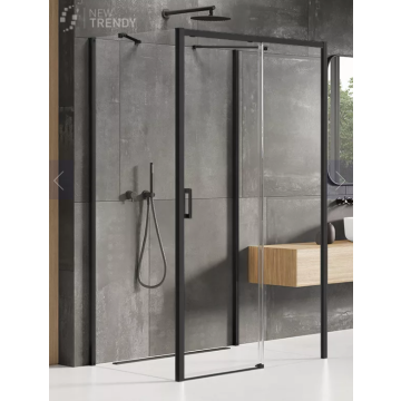 Nz2 kabina prysznicowa prime black 1d prostokątna przyścienna l 150x90x200 szkło czyste 6mm active shield 2.0