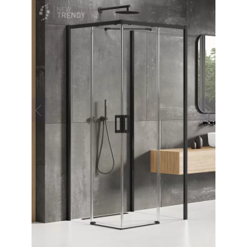 Nz2 kabina prysznicowa prime black 2d prostokątna przyścienna l 100x70x200 szkło czyste 6mm active shield 2.0